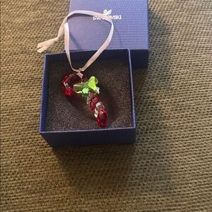 Swarovski Festive Red and Green Crystal Ornament. NIB